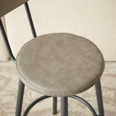 Industrial 4PCS Long Bar Table Set with 3 PU Upholstered Bar Stools, 4L -ModernLuxe