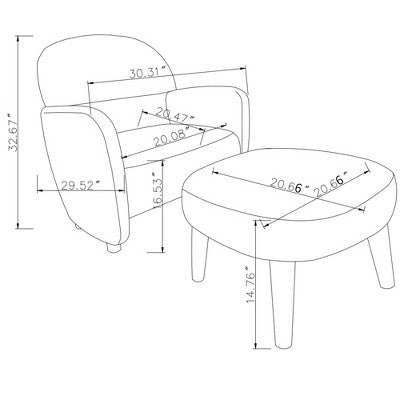 GDFStudio Leisure Fabric Upholstered Chair with Ottoman