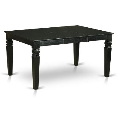 HomeStock Belmont 7-Piece Kitchen Dining Table Set 6 Dining Chairs and Butterfly Leaf Dinner Table- Black Finish