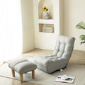 GDFStudio Lucan Modern Upholstered Tufted Adjustable Backrest Chair with Ottoman