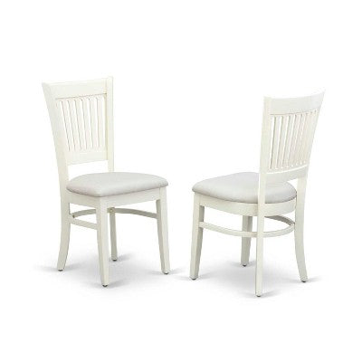 HomeStock 5-Piece Linen White Finish Solid Wood Top Dining table with 4 Chairs with Slat Back