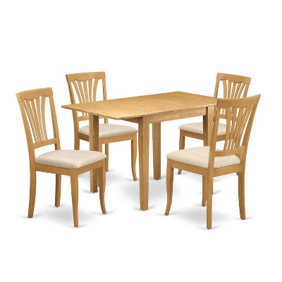 HomeStock 5-Pc Natural Oak Finish Solid Wood Top-Dining Room Set-Seats 4