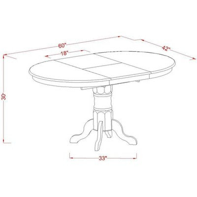 7 Piece Dining Set - Oval Table with Leaf & 6 Chairs - Kitchen Dinette Set