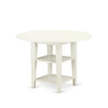 5-Piece Linen White Finish Solid Wood Top - Round Dining Room Set - Seats 4