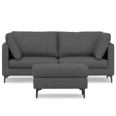 WyndenHall Lana 76 Mid Century Sofa with Ottoman Set