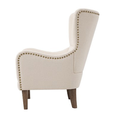Vintage Accent Chair High-back Armchair Upholstered Lounge Chair Cozy Reading Chair with Ottoman, Classic Tufted & Nailhead Trim, Brown - ModernLuxe