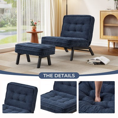 Bestier Accent Chair with Adjustable Backrest, Tufted Lounge Chair with Ottoman Set, Upholstered Reclining Chair for Reading Room