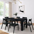 Plank+Beam 72 Modern Solid Wood Dining Table Set, Black Wirebrush, + 6 Chairs