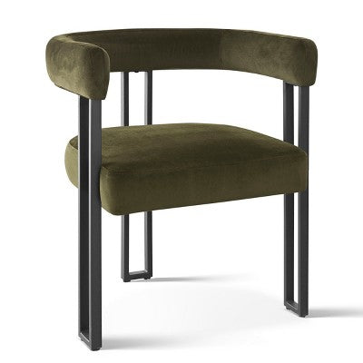 7-Piece Dining Table Set with Velvet Chairs, Modern Oval Black Table & Upholstered Armchairs with Metal Legs for Dining Room-Panipeachy