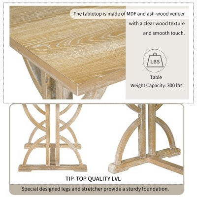 Farmhouse Dining Set for 4, Rectangular Kitchen Table Set with 4 Upholstered Chairs and Bench