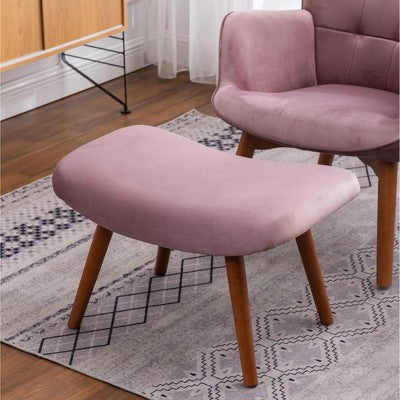 GDFStudio Valda Contemporary Velvet Tufted Accent Chair and Ottoman Set with Wingback