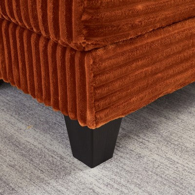 GDFStudio Siesta 42 Modern Corduroy Chair with Ottoman and Hidden Swivel Table