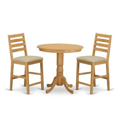 HomeStock 3-Pc Natural Oak Finish Solid Wood Top - Dining Room Set - Seats 4