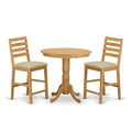 HomeStock 3-Pc Natural Oak Finish Solid Wood Top - Dining Room Set - Seats 4