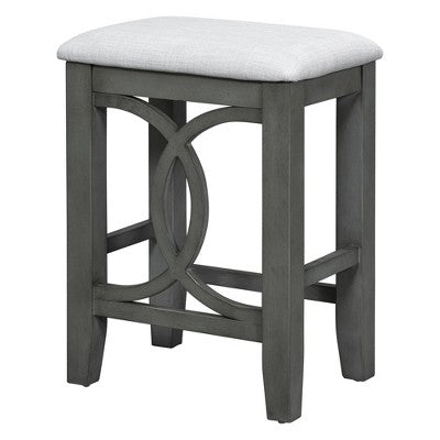 Farmhouse 3 Piece Counter Height Dining Table Set for 2, Wood Console Bar Table with USB Port and Upholstered Stools for Small Space