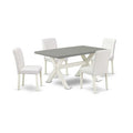 HomeStock 5-Pc Natural Oak Finish Solid Wood Top Dining table with 4 Chairs