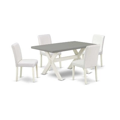 HomeStock 5-Pc Natural Oak Finish Solid Wood Top Dining table with 4 Chairs