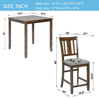 GDFStudio Nolwenn Traditional 5 Piece Acacia Wood Rubberwood Dining Table Set with 4 Linen Upholstered Chairs