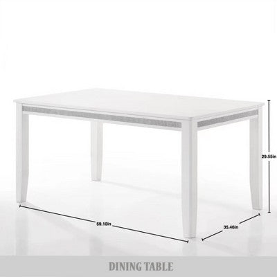 ChaletPosh 7 Pieces Dining Set in White with Light Blue Velvet Cover Dining Chair