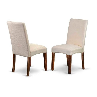 HomeStock 5-Piece Rectangle Mahogany Finish Solid Wood Top Dining Table with 4 Parson Chair