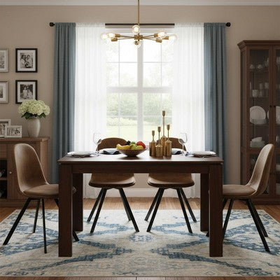 FurnitureR 47.2 Dining Table Set with 4 Swivel Chairs, MDF Table Top and Legs, Upholstered 360 Rotating Dining Chairs for Kitchen & Dining Room