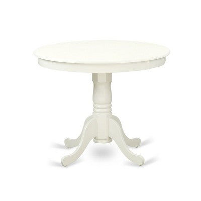HomeStock Anva5 Round Dining Set Modern Linen White