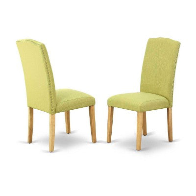 Round Dining Table Set - 36 Inch Table & 2 Chairs - Linen Fabric - Solid Wood Base