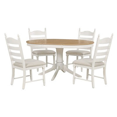 5-Piece Vintage Wood Extendable Dining Table Sets with 4 Upholstered Dining Chairs - ModernLuxe