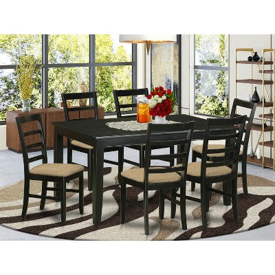 Modern 7-Piece Dinette Set - Kitchen Table & 6 Chairs - Rectangular Dining Room Set - Black Finish