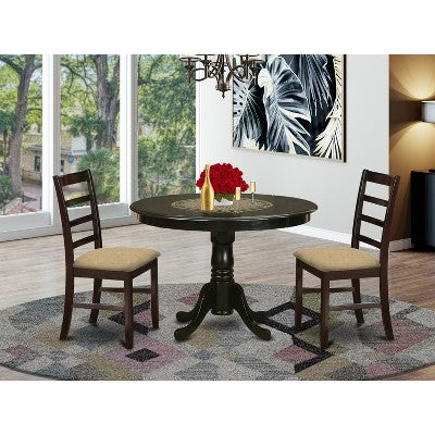 HomeStock 3-Pc Cappuccino Solid Wood Top - Dining Room Set - Seats 4
