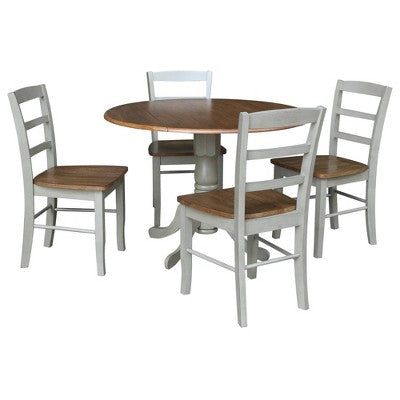 42 Albion Drop Leaf Dining Table with 4 Madrid Ladderback Chairs - International Concepts