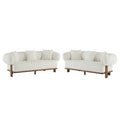 Christopher Knight Home Tadg 82 Rubberwood Boucle Upholstered 3 Seater Curved Sofa with Pillows (Set of 2)
