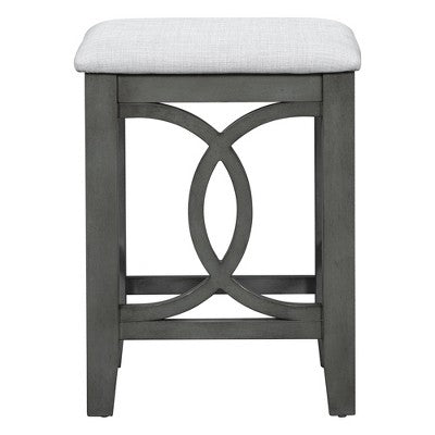Farmhouse 3 Piece Counter Height Dining Table Set for 2, Wood Console Bar Table with USB Port and Upholstered Stools for Small Space