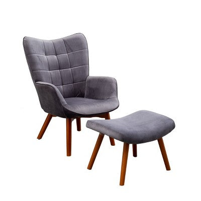 Modern Tufted Accent Chair with Ottoman, Upholstered Wingback Arm Chair for Living Room, Reading Chair for Bedroom or Apartment-Panipeachy