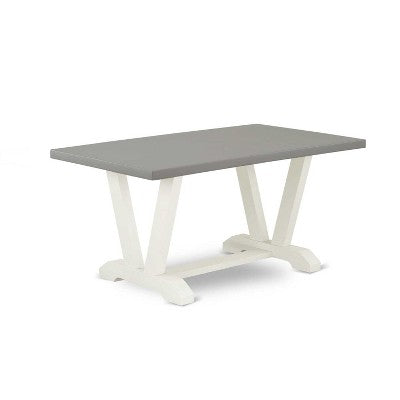 HomeStock 5-Piece Wire Brushed Linen White Finish Solid Wood Top Dining Table with 4 Upholstered Chairs