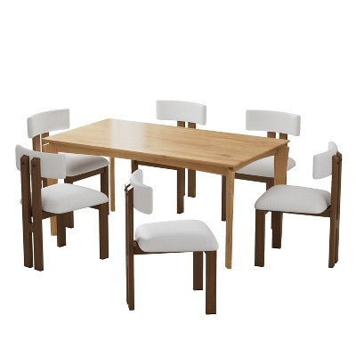 Christopher Knight Home Benao 7 Pieces Wood and Metal Upholstered Dining Set