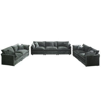 GDFStudio Kelsen Mid-century Modern 3 Piece Chenille Upholstered Sofa Set with Pillows
