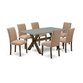 HomeStock 7-Pc Multi-Color Solid Wood Top-Rectangular Upholstered Dining Room Set with High Back-Seats 4