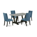 HomeStock 5-Piece Natural Oak Finish Solid Wood Top Dining table with 4 Chairs