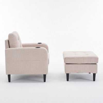 GDFStudio Brooke Modern Upholstered Tufted Armchair and Storage Ottoman Set