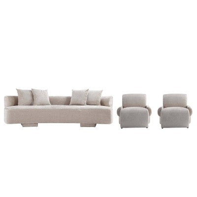 Manhattan Comfort 3pc Verandah Chenille Upholstered 112 Sofa and 2 Accent Chairs