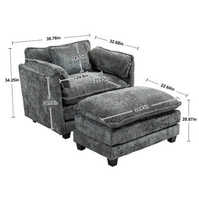 GDFStudio Dorine Modern Boucle Upholstered Oversized Sofa with Ottoman