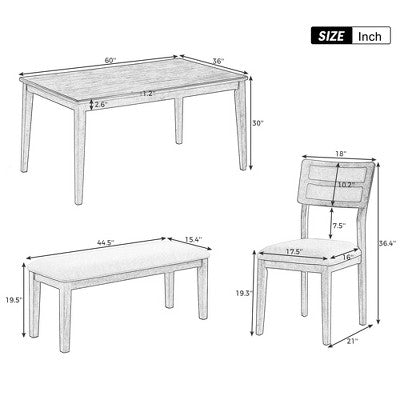 GDFStudio Monica 6 Piece Dining Set with Table and Upholstered Chairs