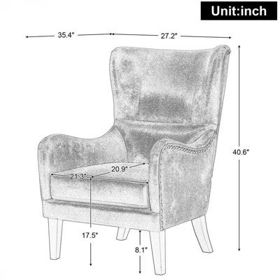 Vintage Accent Chair High-back Armchair Upholstered Lounge Chair Cozy Reading Chair with Ottoman, Classic Tufted & Nailhead Trim, Brown - ModernLuxe