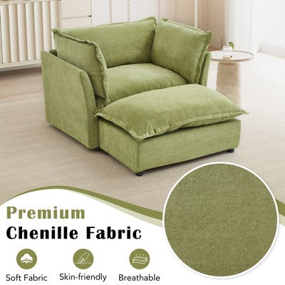 GDFStudio Becky Modern 47 Armchair Sofa with Movable Ottoman
