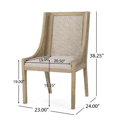 Christopher Knight Home Mason 7 Pieces Cane Rattan and Rubberwood Dining Set