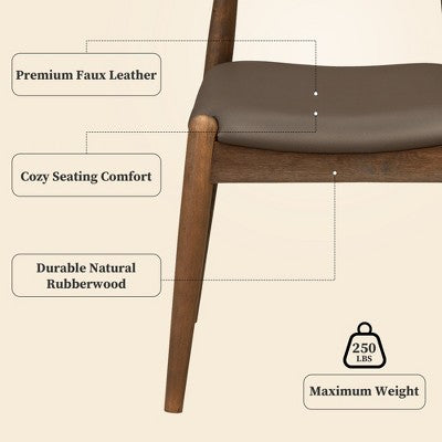 Christopher Knight Home Ahmad Modern 5 Piece Rubber Wood Dining Set with Faux Leather Upholstered Chairs and Rectangular Table