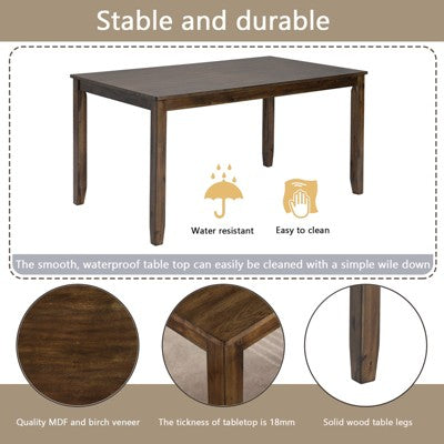 GDFStudio Callan Farmhouse Wood Upholstered 6 Piece Dining Set with Bench