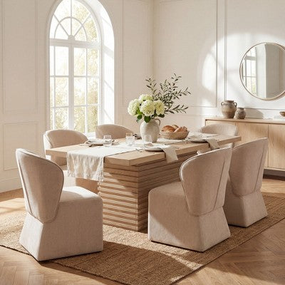 Christopher Knight Home Wichai Modern 7 Piece Wooden and Metal Dining Set with Upholstered Chairs