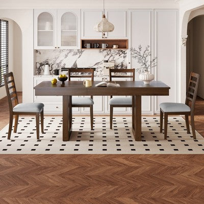 GDFStudio Gomez 5-Piece Extendable Dining Table Set with 18 Move Leaf